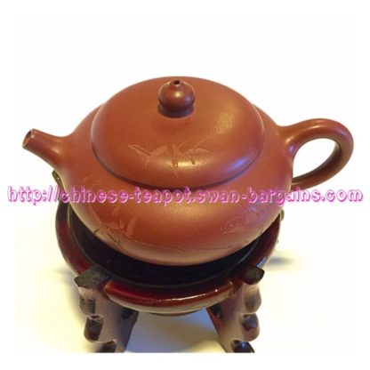 Perching Bird Bamboo Engraving Yixing Zisha Teapot