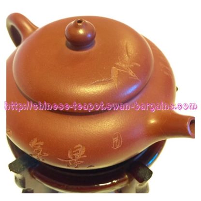 Exquisite Perching Bird Bamboo Engraving Yixing Zisha Teapot