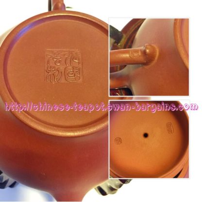 Unique Perching Bird Bamboo Engraving Yixing Zisha Teapot