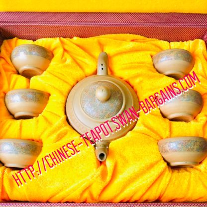 Yixing Yellow Clay Teapot Modern Art Set G 6 Cups in Gift Box Singapore